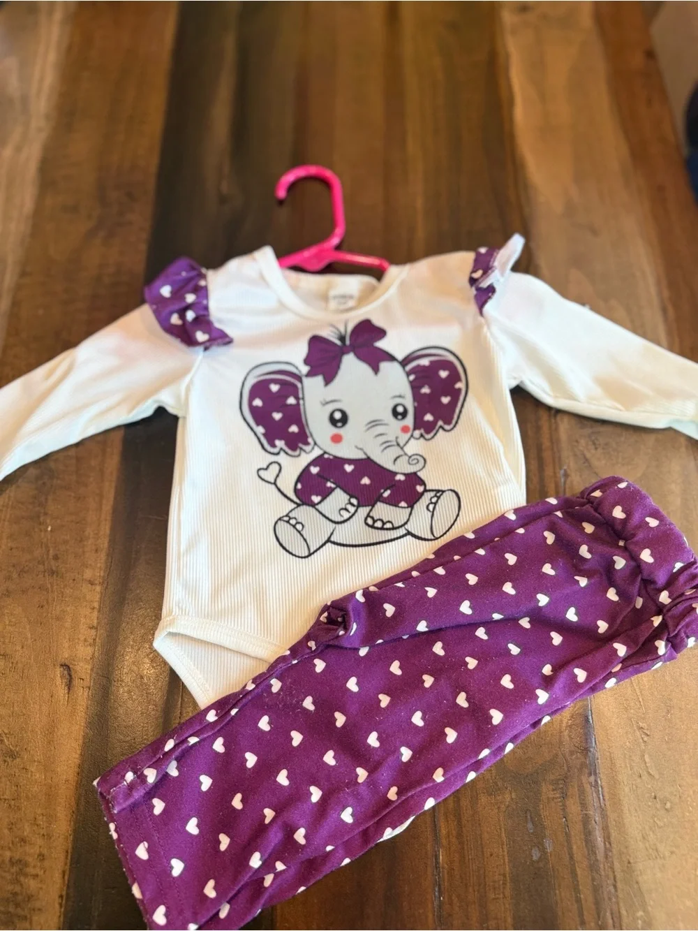 Purple Heart Elephant Baby Girls set